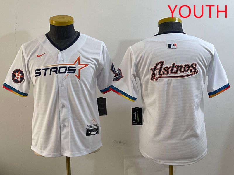 Youth Houston Astros Blank White Fourth generation Joint Name 2025 Nike MLB Jersey style 9->youth mlb jersey->Youth Jersey